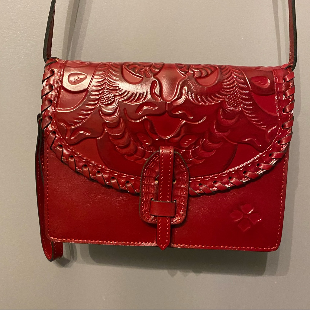 Patricia Nash Red Leather Crossbody Clutch